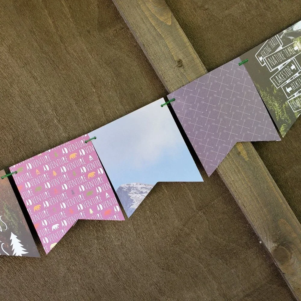 Mountain Banner Set | Camping Theme, Adventure Awaits Baby Shower Decorations